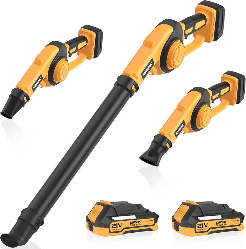 EWORK Small Leaf Blower Cordless 21V 130CFM/200MPH Lightweight Electric Leaf Blower with 2x2.0Ah Battery and Fast Charger, Mini Battery Powered Compact Blowers for Lawn Care, Leaves, Jobsite - Image 1